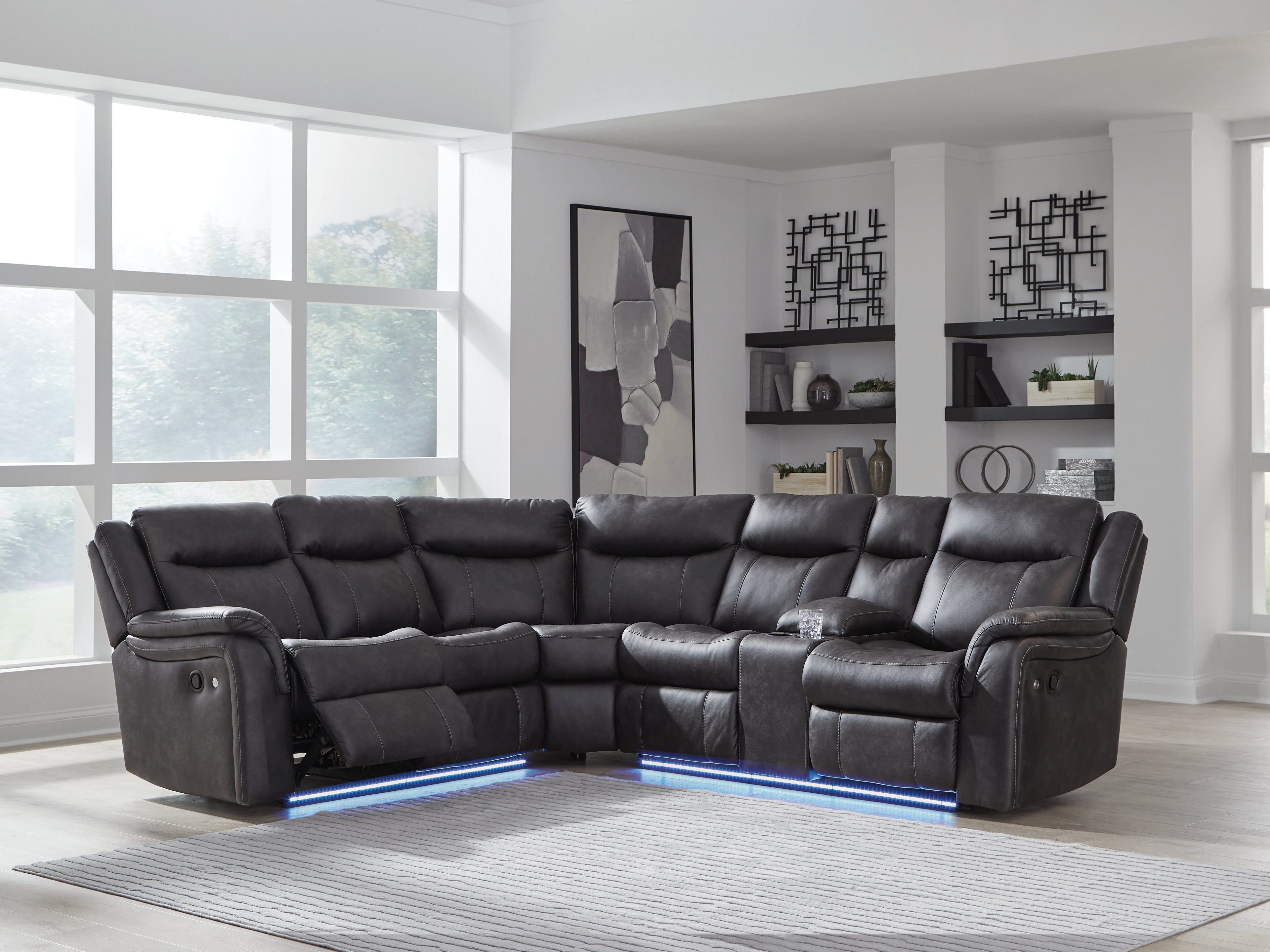 Bay Furniture Gallery - Ashley Furniture - Sultan Meadow Sectional - 2-Piece Reclining Sectional / Carbon - PC13001S1
