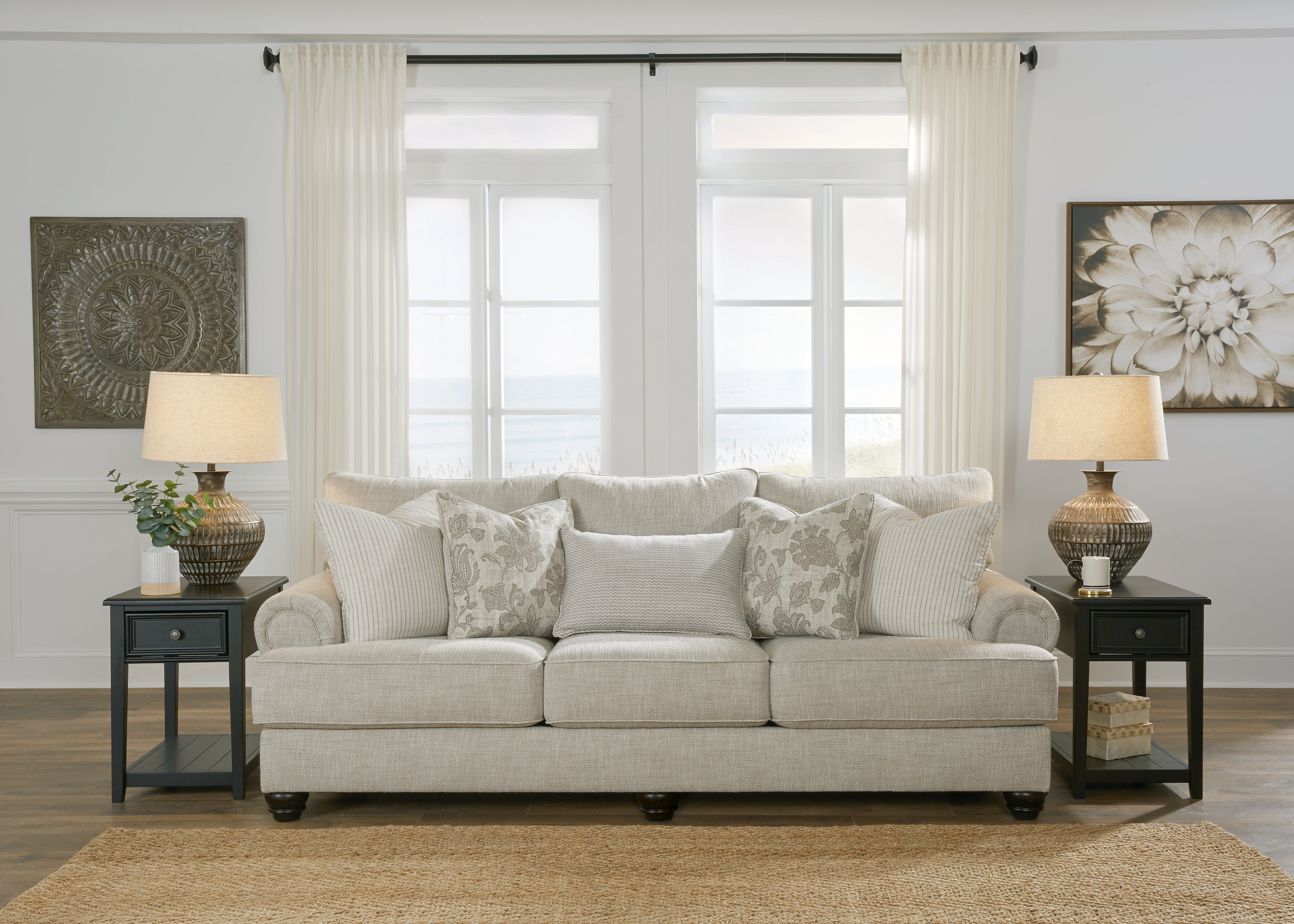 Bay Furniture Gallery - Ashley Furniture - Asanti Living Room - Ottoman / Fog - 1320114