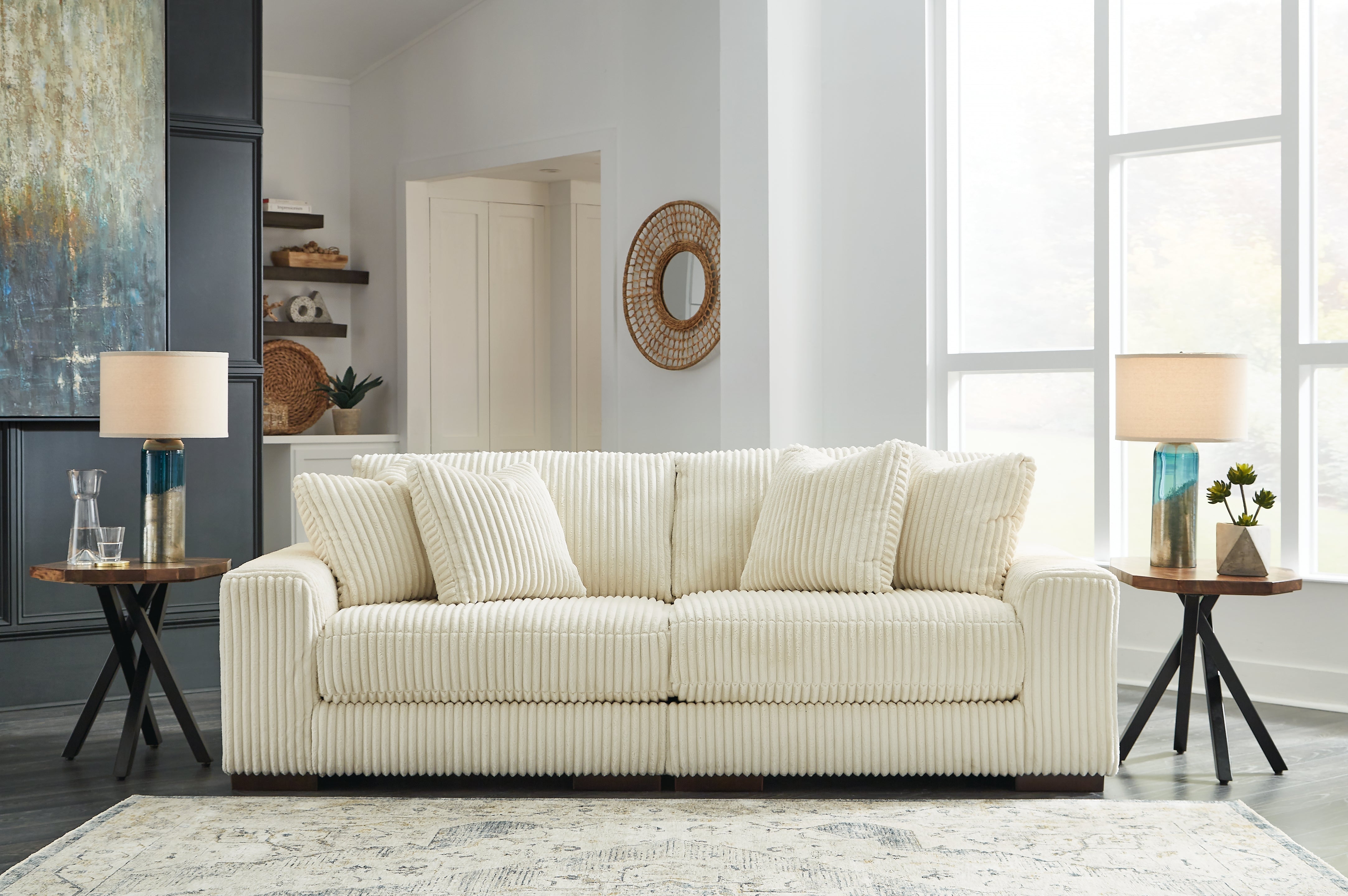 Bay Furniture Gallery - Ashley Furniture - Lindyn Sectional - RAF 6-Piece Sectional / Ivory - 21104S20