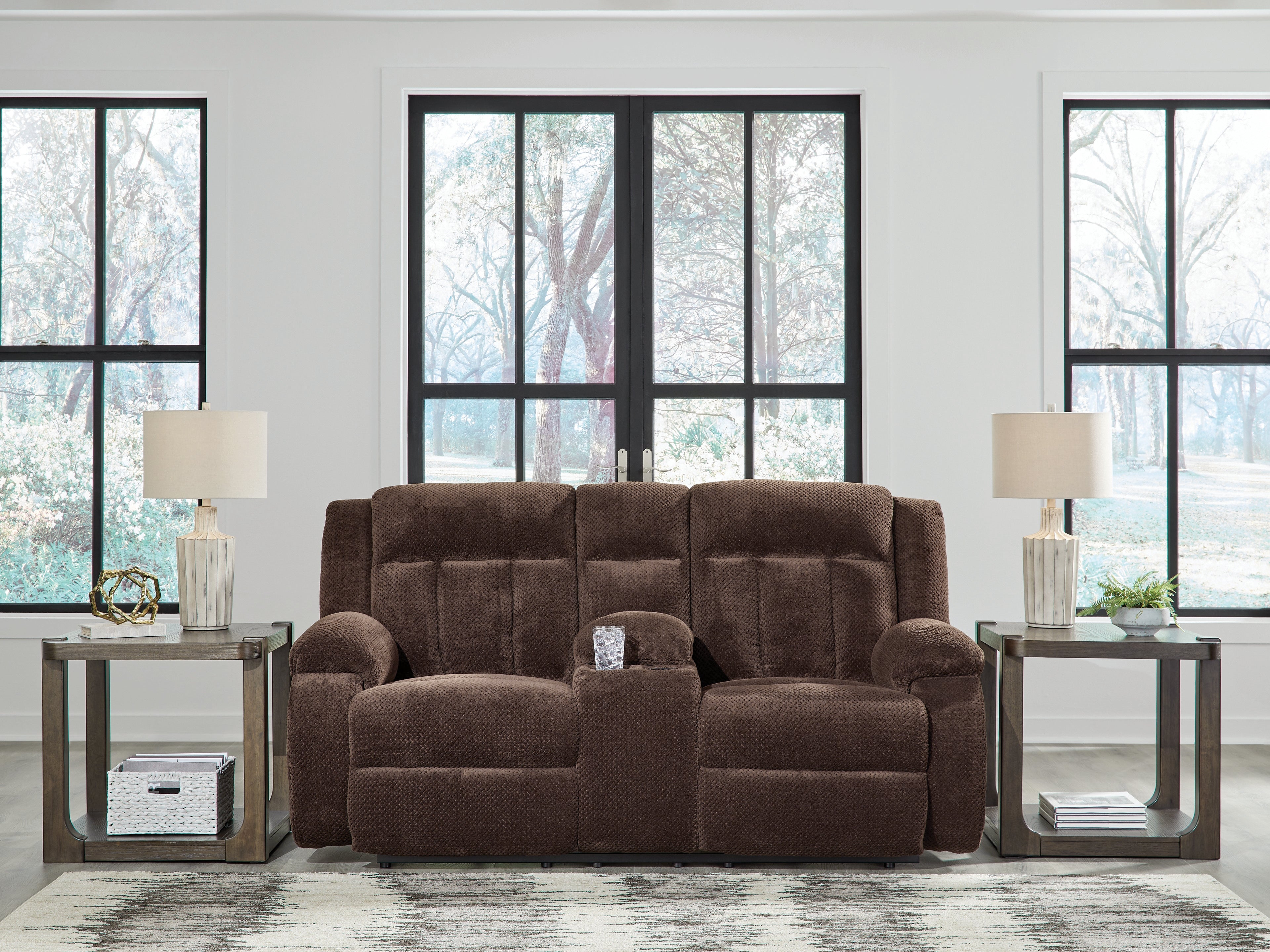 Bay Furniture Gallery - Ashley Furniture - Observation Living Room - REC PWR Sofa w/Drop Down Table / Chocolate - PC2140699