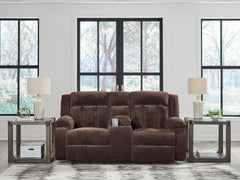 Bay Furniture Gallery - Ashley Furniture - Observation Living Room - REC PWR Sofa w/Drop Down Table / Chocolate - PC2140699