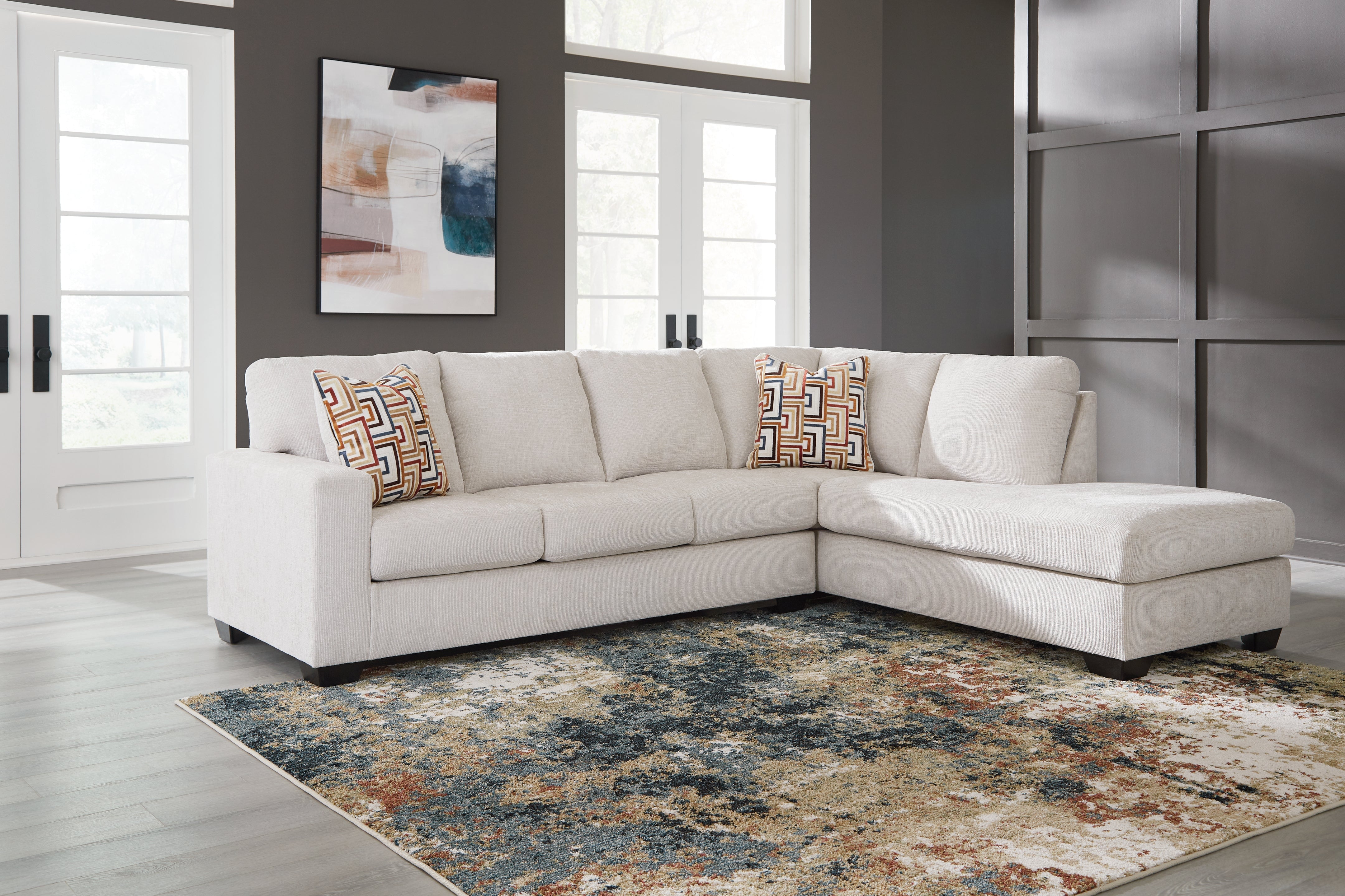 Bay Furniture Gallery - Ashley Furniture - Aviemore Sectional - LAF 2-Piece Sectional with Chaise / Stone - 24305S2