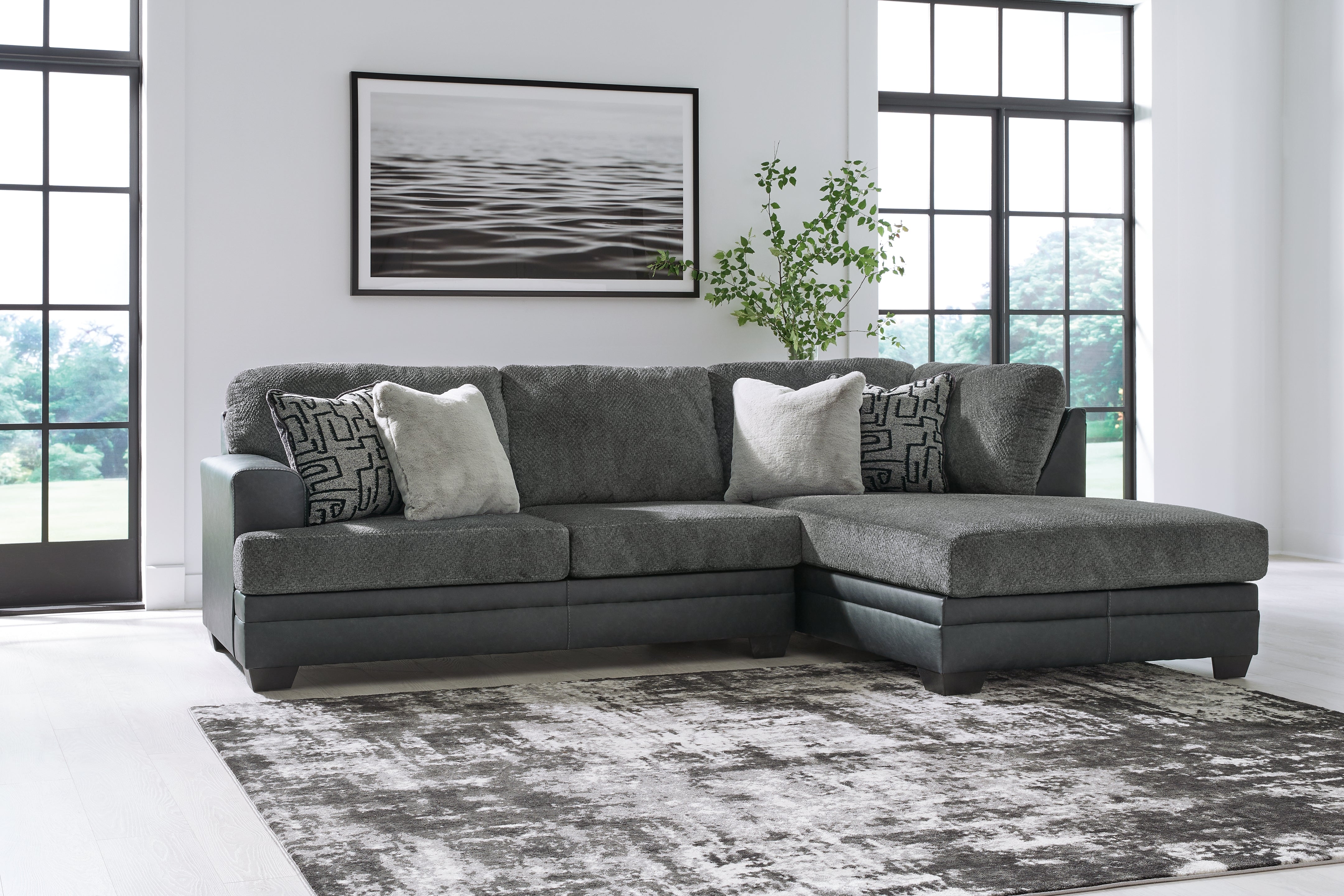 Bay Furniture Gallery - Ashley Furniture - Brixley Pier Sectional - LAF 2-Piece Sectional with Chaise / Graphite - 29906S2