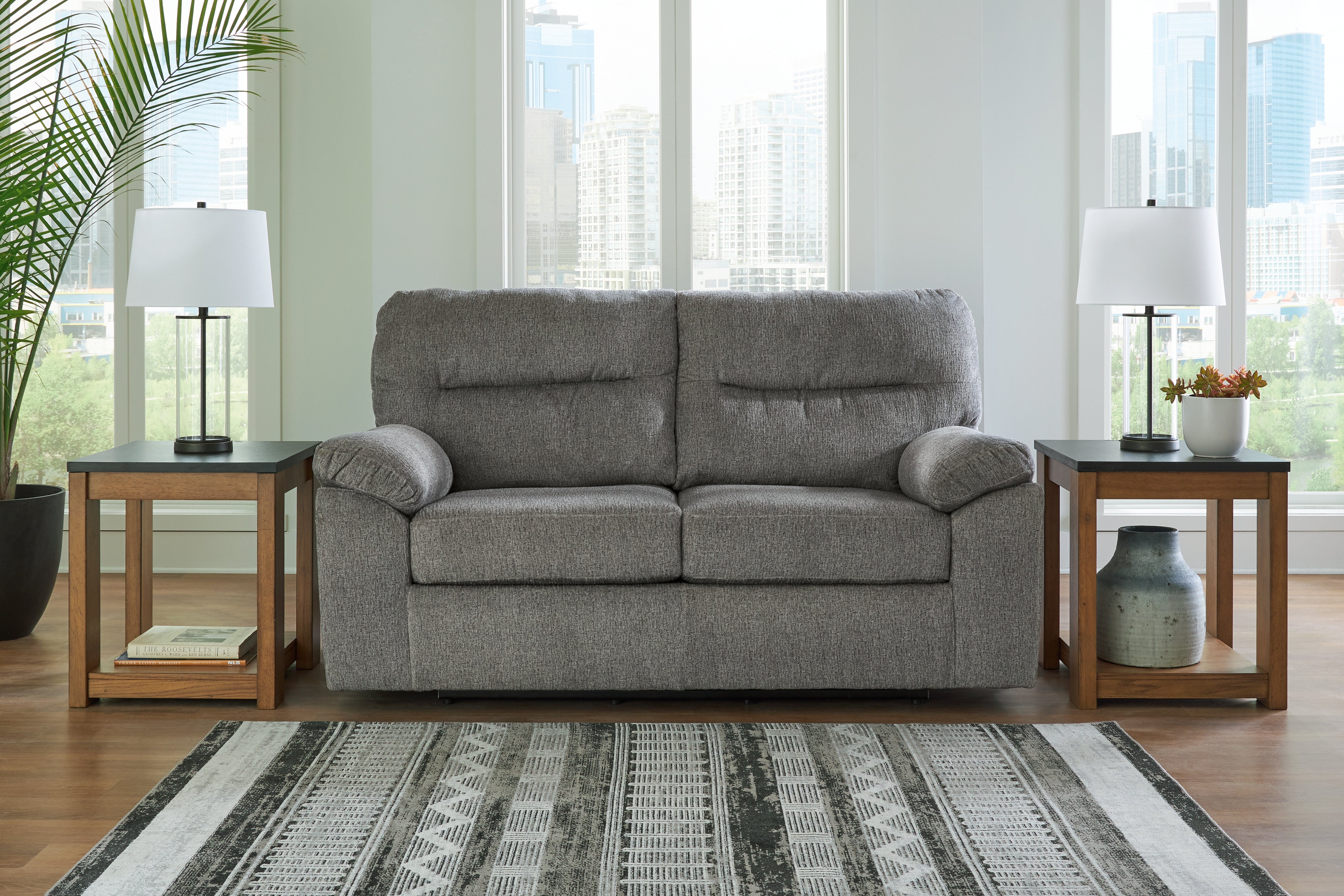 Bay Furniture Gallery - Ashley Furniture - Bindura Living Room - Glider Loveseat / Mineral - 3030578