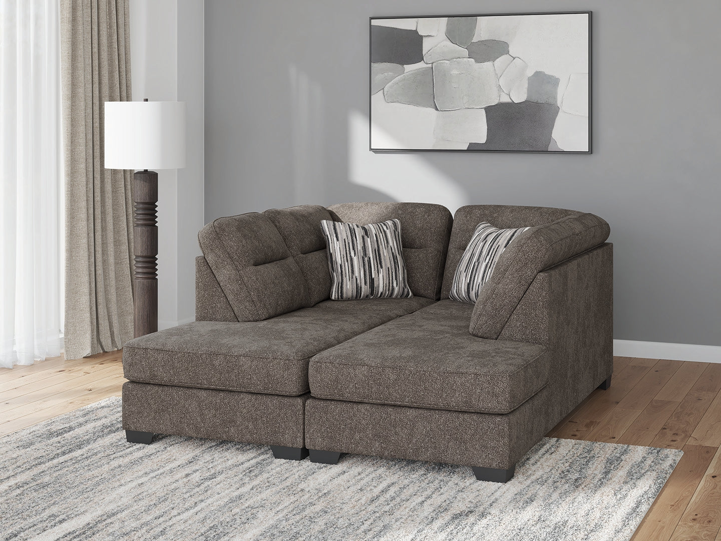 Bay Furniture Gallery - Ashley Furniture - Olten Sectional - RAF 2-Piece Super Chaise / Graphite - 31305S3