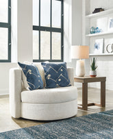 Bay Furniture Gallery - Ashley Furniture - Padova Living Room - Swivel Accent Chair / Ivory - 3370644