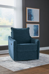 Bay Furniture Gallery - Ashley Furniture - McBurg Living Room - Swivel Power Recliner / Navy - 4480128