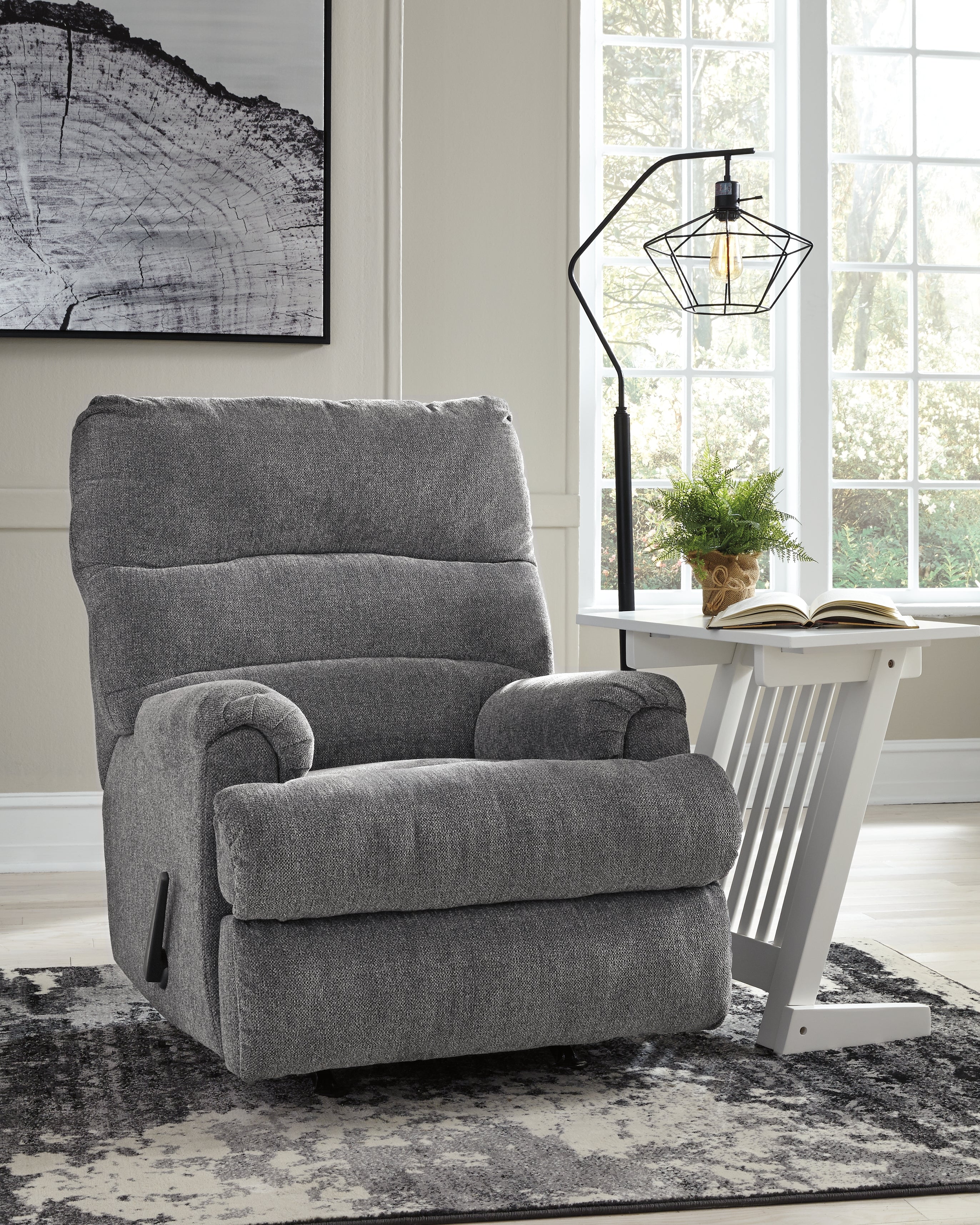 Bay Furniture Gallery - Ashley Furniture - Man Fort Living Room - Rocker Recliner / Graphite - 4660525