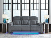 Bay Furniture Gallery - Ashley Furniture - Studio Cave Living Room - PWR Recliner/ADJ Headrest / Steel - PC4980213