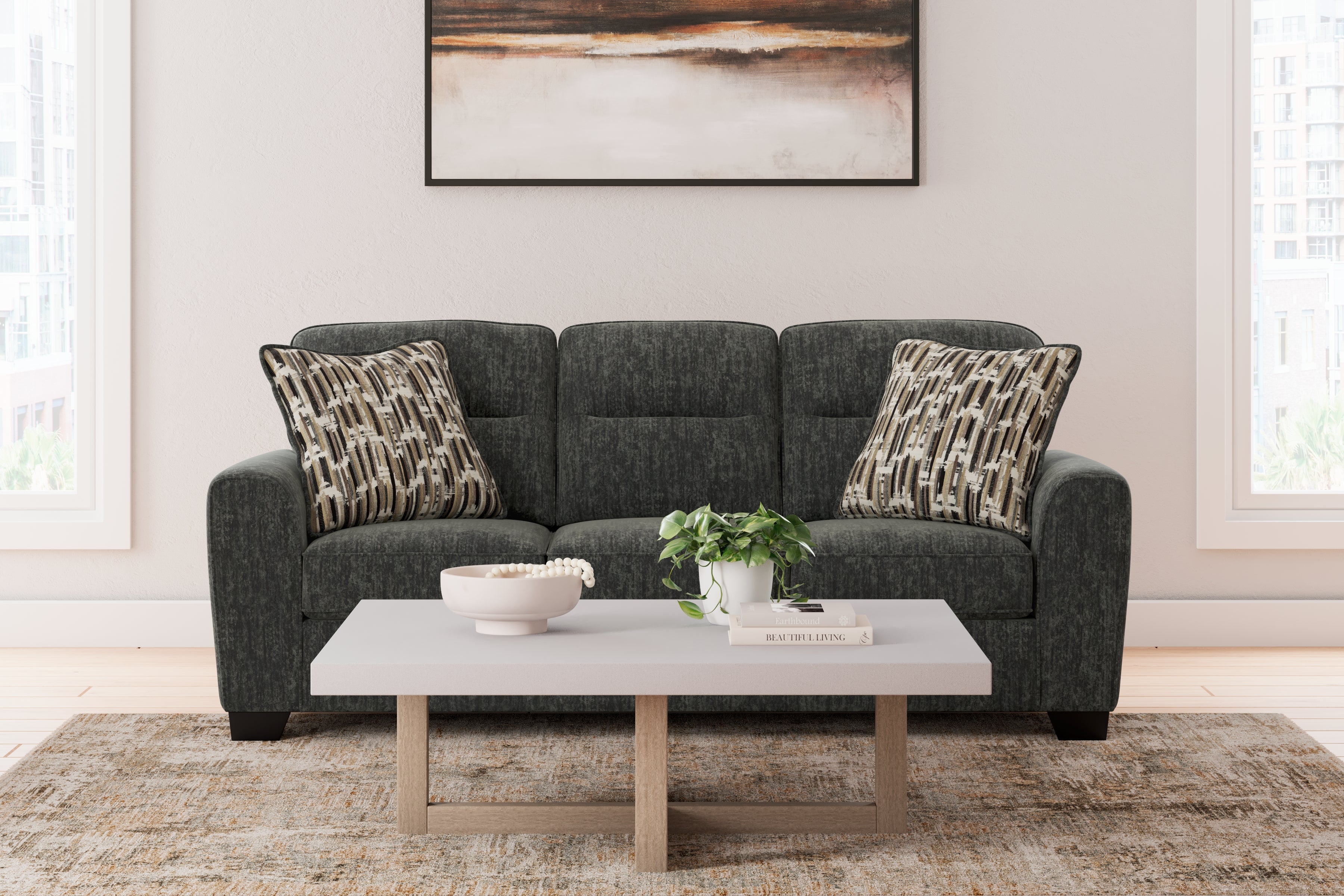 Bay Furniture Gallery - Ashley Furniture - Lonoke Living Room - Sofa / Gunmetal - 5050438