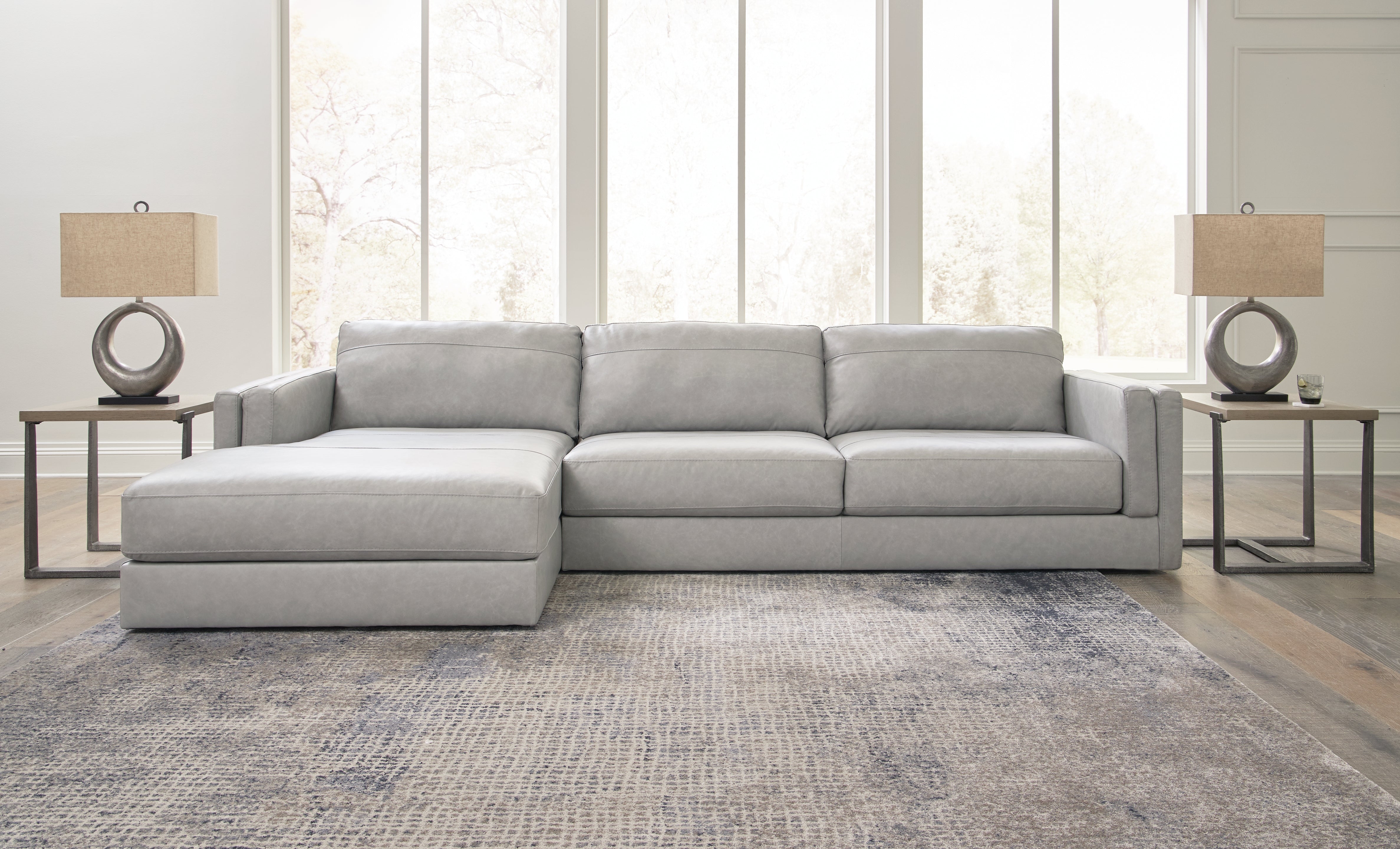 Bay Furniture Gallery - Ashley Furniture - Amiata Sectional - LAF 2-Piece Sectional with Chaise / Glacier - 57404S2