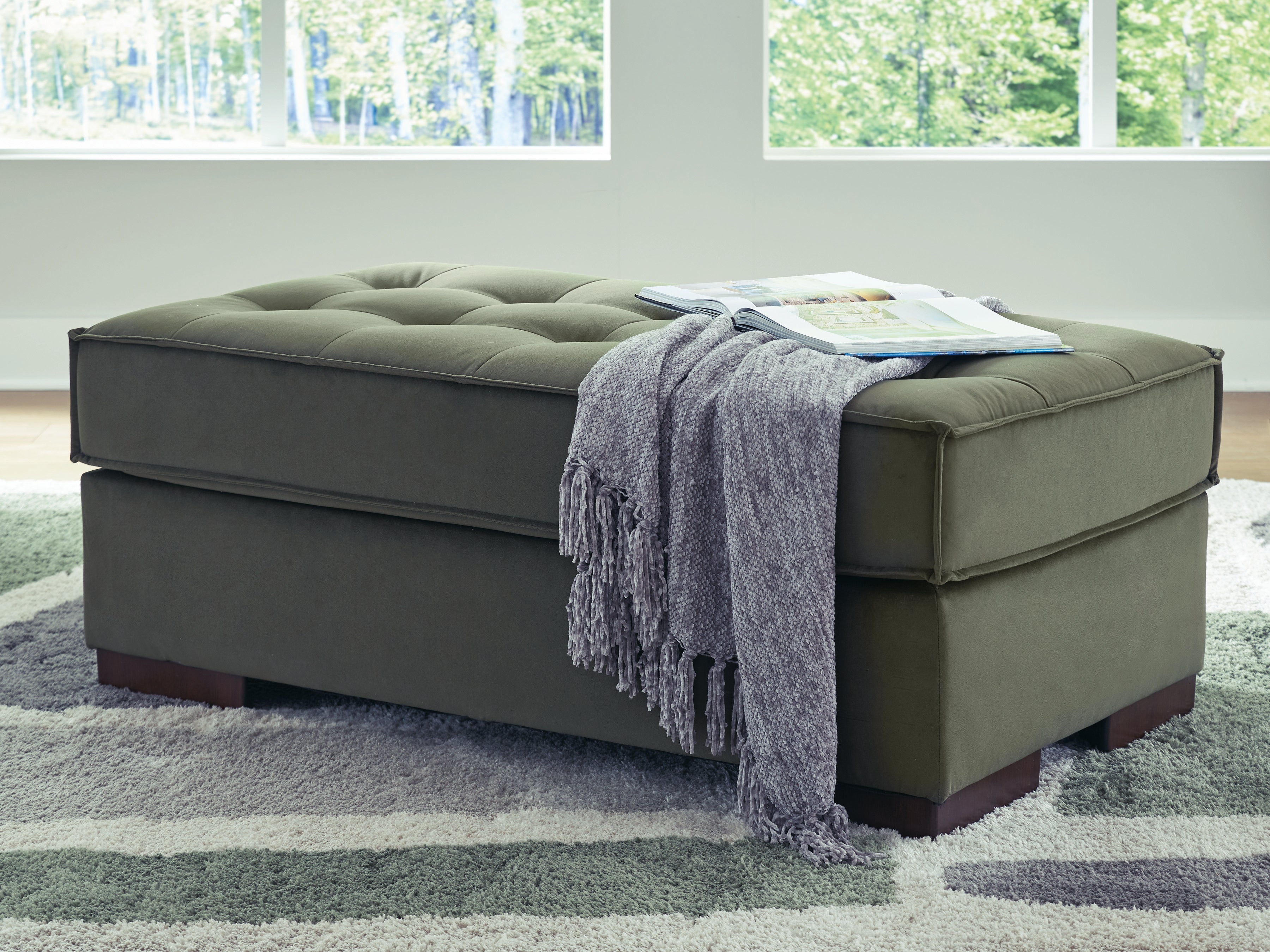 Bay Furniture Gallery - Ashley Furniture - Caspian-Town Living Room - Oversized Accent Ottoman / Olive - PC6170208