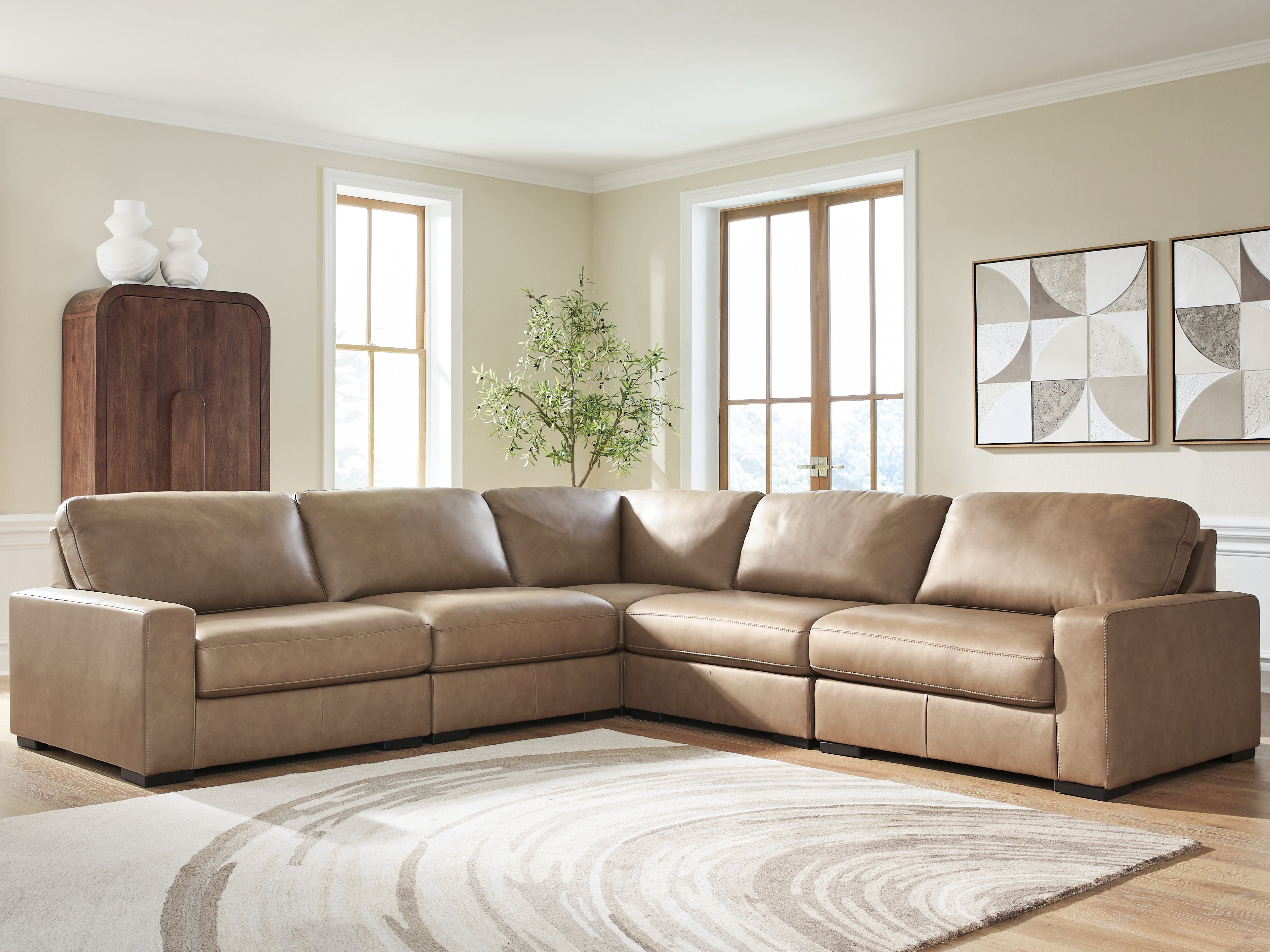 Bay Furniture Gallery - Ashley Furniture - Veronella Sectional - RAF 5-Piece Sectional / Sahara - 76106S17