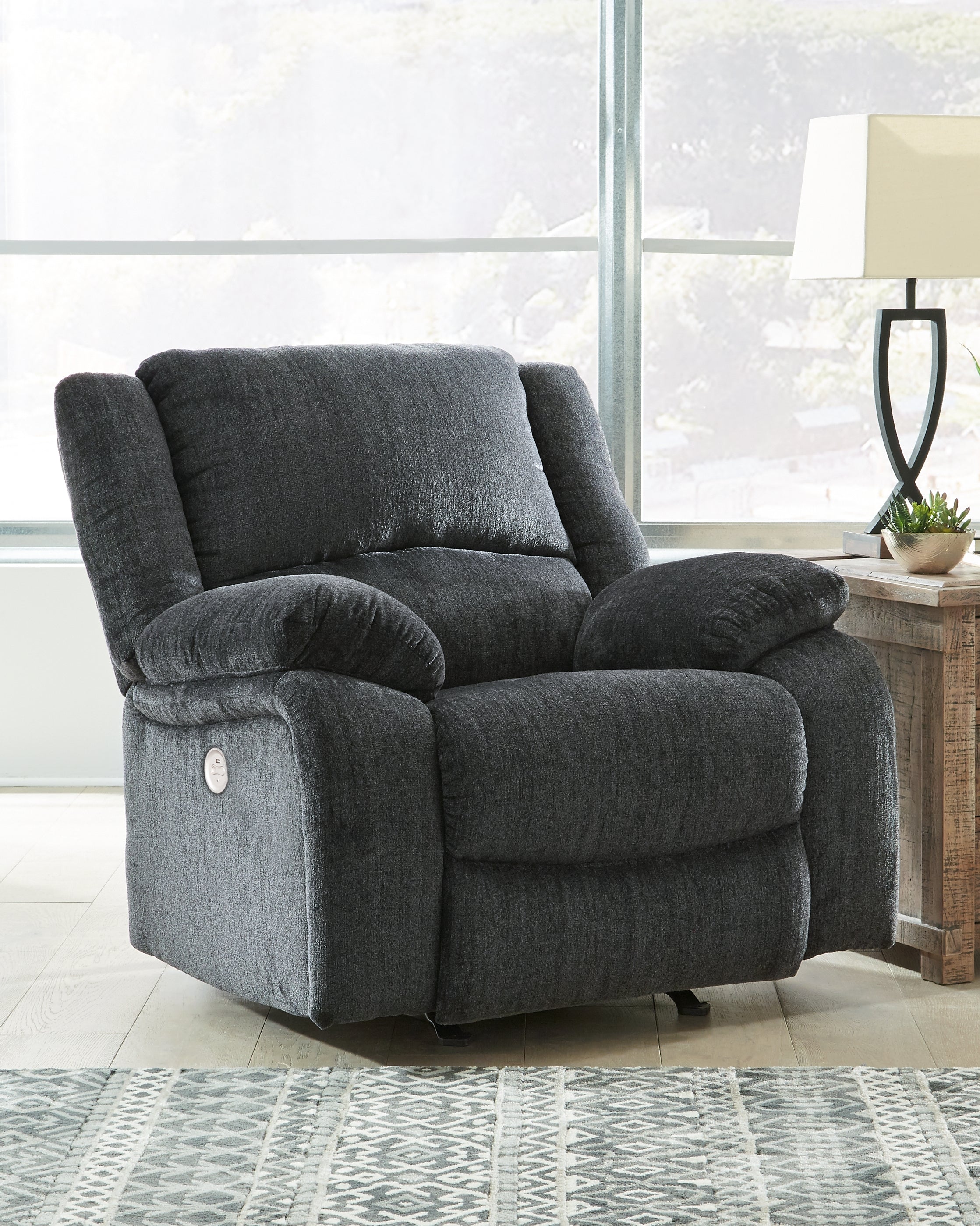 Bay Furniture Gallery - Ashley Furniture - Draycoll Living Room - DBL REC PWR Loveseat w/Console / Slate - 7650496