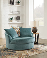 Bay Furniture Gallery - Ashley Furniture - Laylabrook Living Room - Oversized Swivel Accent Chair / Teal - 9220621