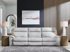 Bay Furniture Gallery - Ashley Furniture - Social Pointe Sectional - 5-Piece Power Reclining Sectional / Pearl/Ash - PC98802S8