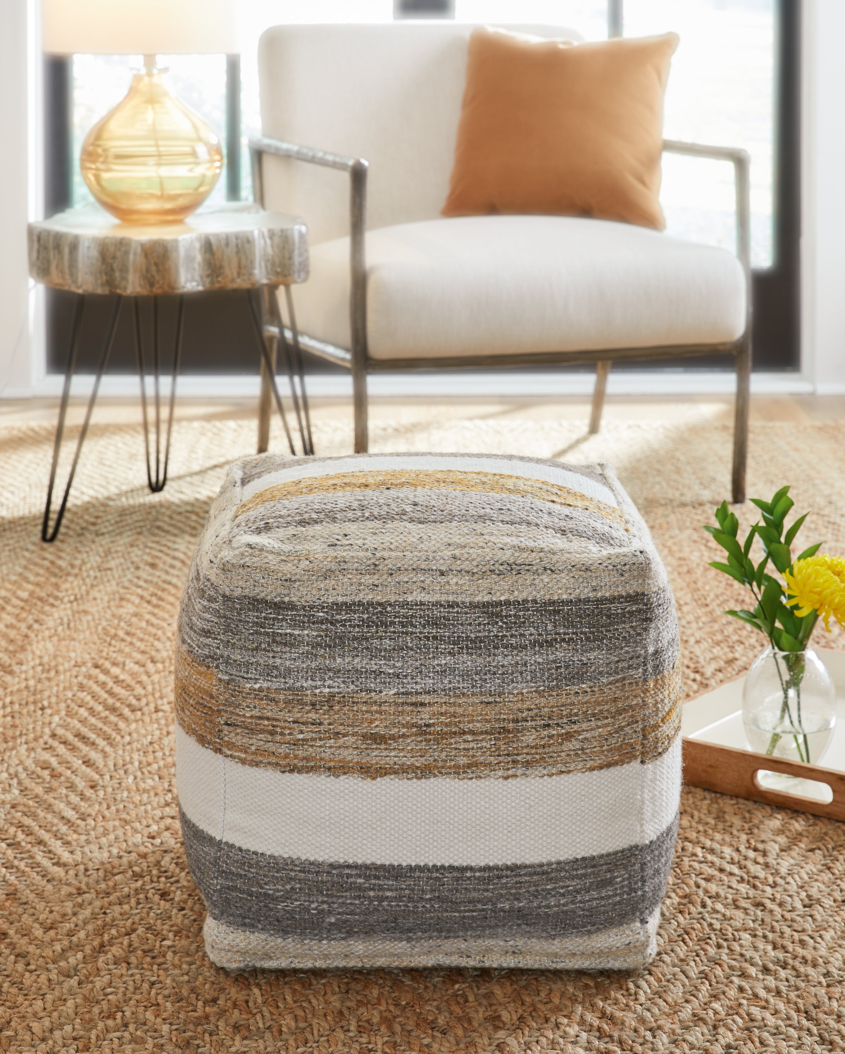 Bay Furniture Gallery - Ashley Furniture - Josalind Pouf - Pouf / Multi - A1000935