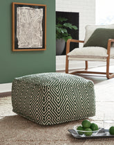Bay Furniture Gallery - Ashley Furniture - Abacy Pouf - Pouf / Green/Ivory - A1001053
