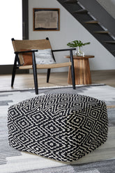 Bay Furniture Gallery - Ashley Furniture - Jasett Pouf - Pouf / Black/Ivory - A1001058
