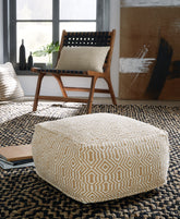 Bay Furniture Gallery - Ashley Furniture - Adamont Pouf - Pouf / Tan/Ivory - A1001059