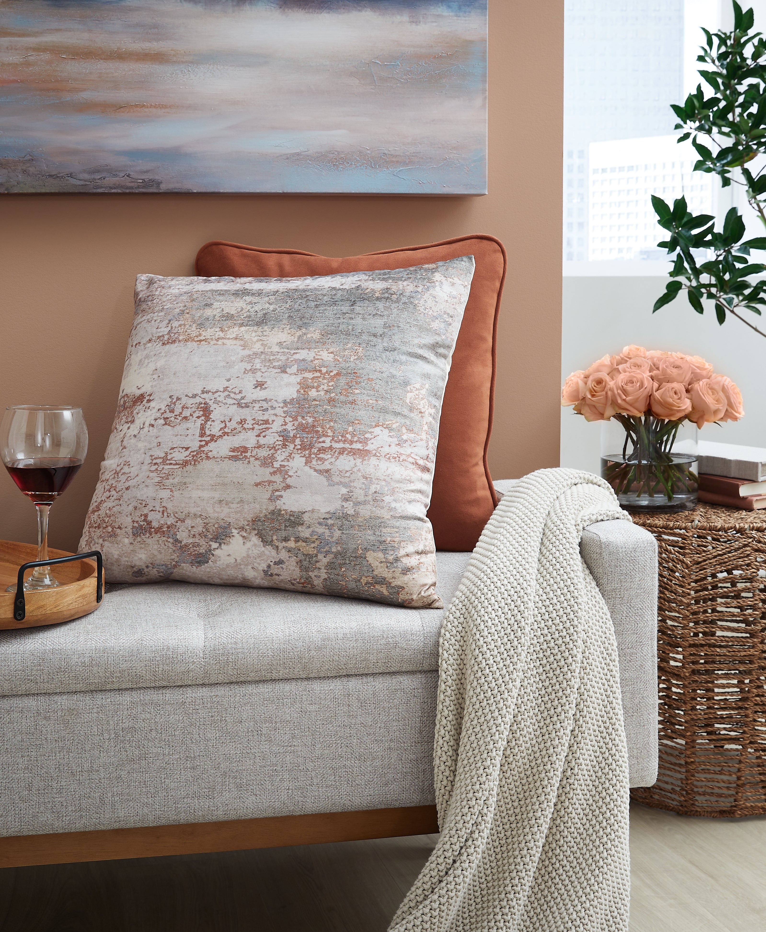 Bay Furniture Gallery - Ashley Furniture - Edinfielders Pillows - Pillow (4/CS) / Cream/Gray/Rust - A1001094