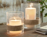 Bay Furniture Gallery - Ashley Furniture - Eudocia Candle Holder - Candle Holder Set (Set of 2) / Clear - A2000456