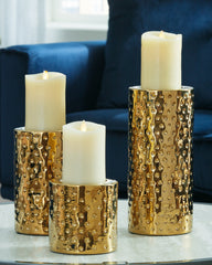 Bay Furniture Gallery - Ashley Furniture - Marisa Candle Holder - Candle Holder Set (3/CN) / Gold Finish - A2000461
