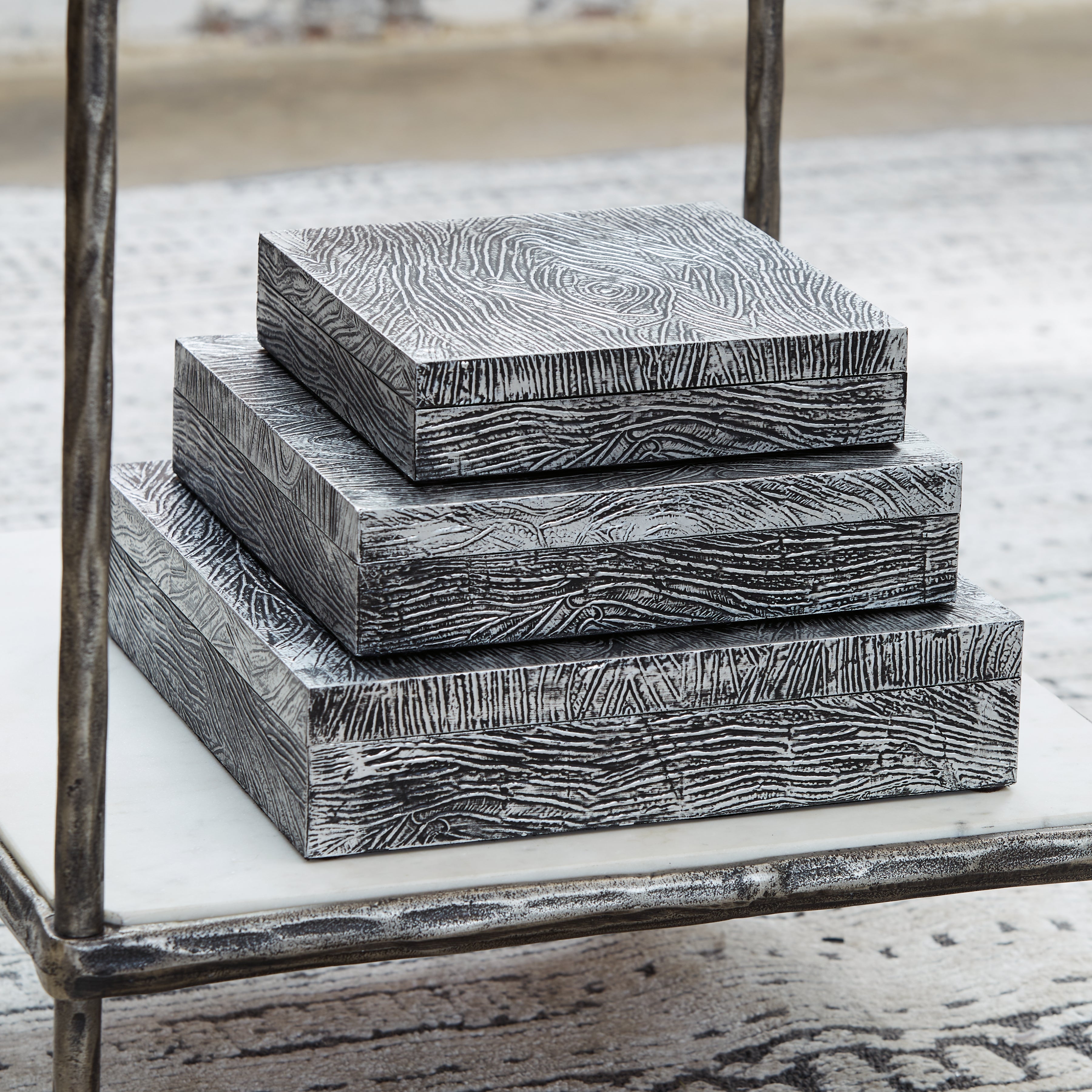 Bay Furniture Gallery - Ashley Furniture - Keldy Box (Set of 3) - Box Set (3/CN) / Antique Pewter Finish - A2000491