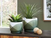 Bay Furniture Gallery - Ashley Furniture - Ardenridge Planter (Set of 2) - Planter Set (Set of 2) / Green/White - A2000579