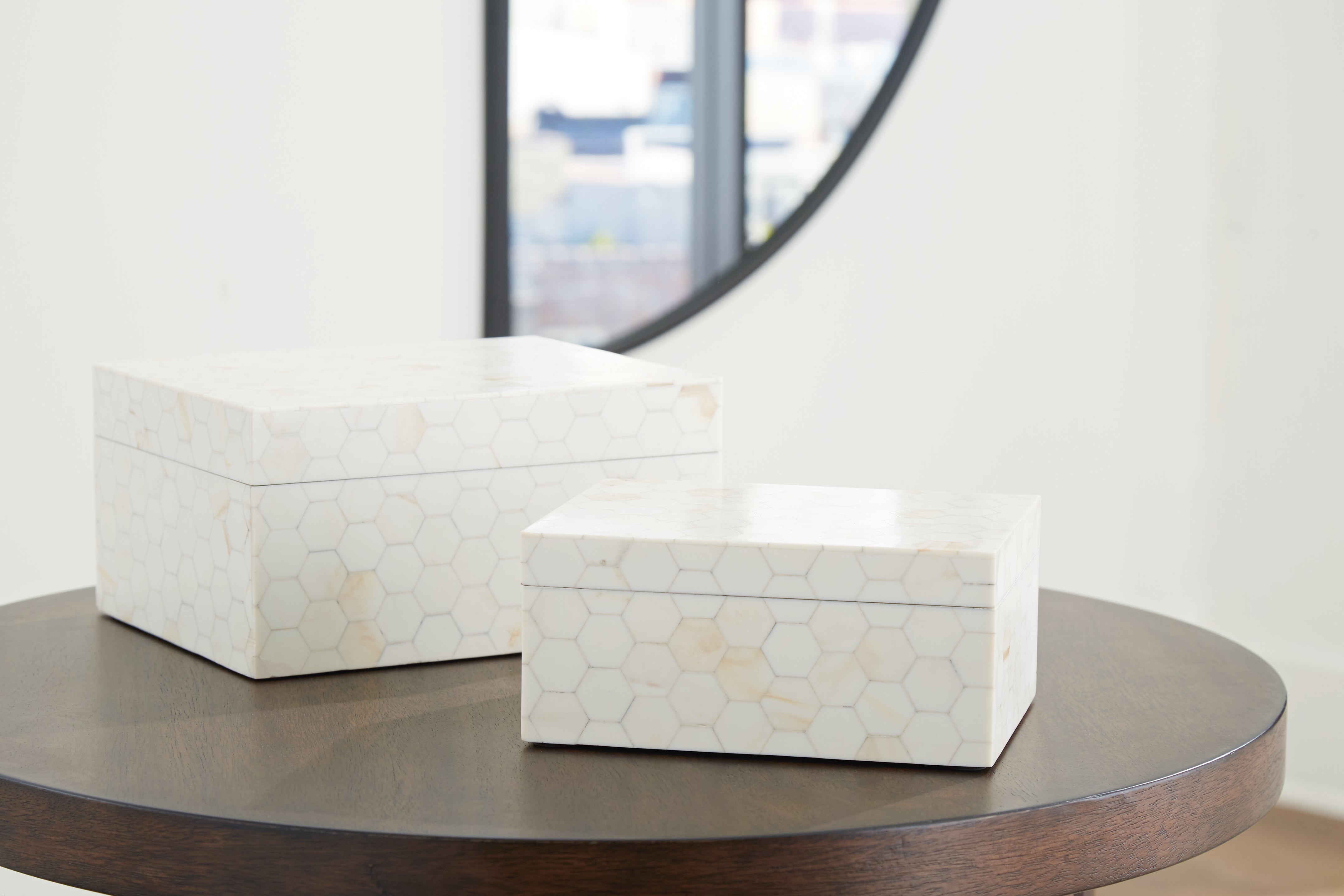 Bay Furniture Gallery - Ashley Furniture - Aldenburg Box (Set of 2) - Box Set (Set of 2) / Cream - A2000690