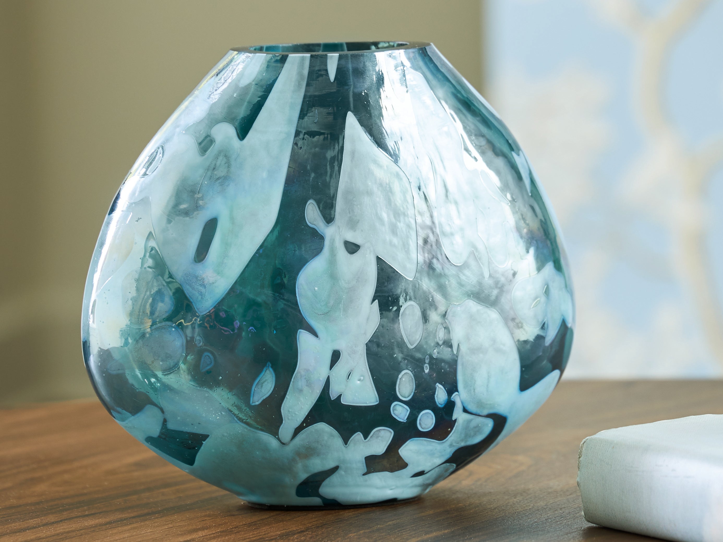Bay Furniture Gallery - Ashley Furniture - Cartshaw Vase - Vase / Iridescent Teal - A2000738