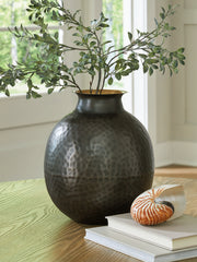 Bay Furniture Gallery - Ashley Furniture - Woody Vase - Vase / Pewter/Gold Finish - A2000844