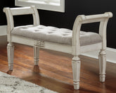 Bay Furniture Gallery - Ashley Furniture - Realyn Accent Bench - Accent Bench / Antique White / 46"W x 16"D x 26"H - A3000157