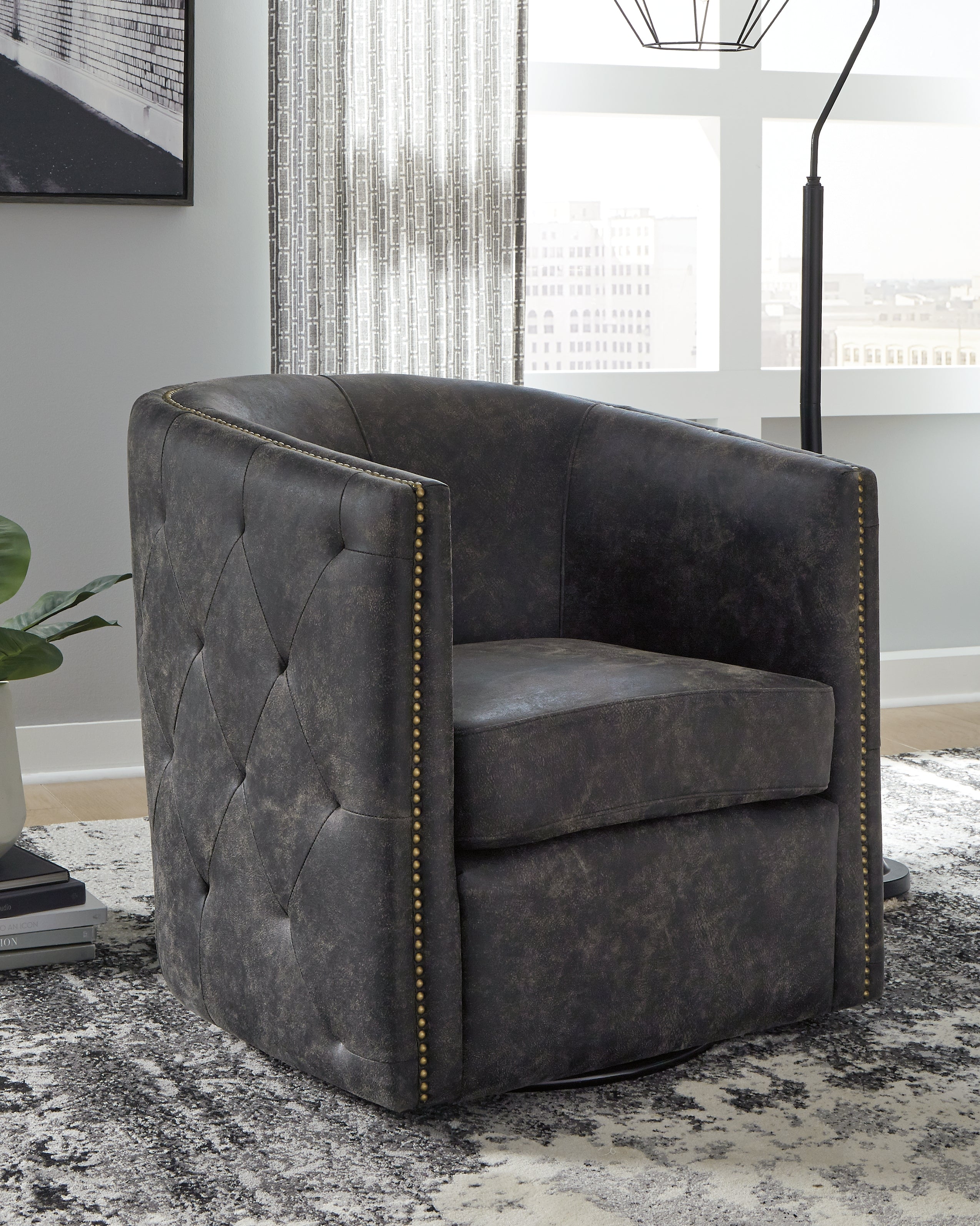 Bay Furniture Gallery - Ashley Furniture - Brentlow Swivel Accent Chair - Swivel Accent Chair / Granite - A3000741