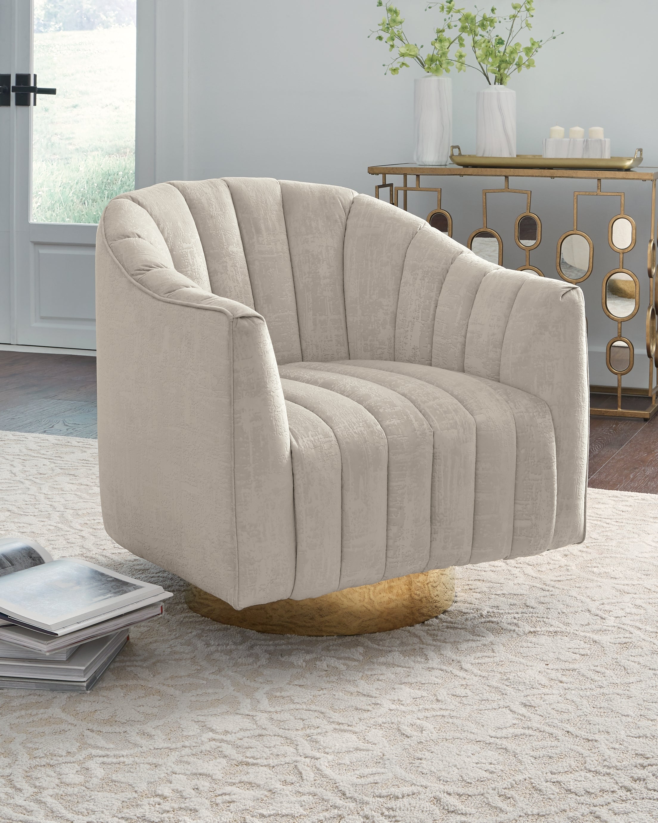 Bay Furniture Gallery - Ashley Furniture - Penzlin Accent Chair - Swivel Accent Chair / Pearl - A3000241