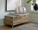 Bay Furniture Gallery - Ashley Furniture - Gerdanet Storage Bench - Storage Bench / Beige/Brown / 39"W x 19"D x 17"H - A3000318