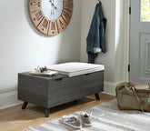 Bay Furniture Gallery - Ashley Furniture - Yarlow Storage Bench - Storage Bench / Linen/Gray / 39"W x 19"D x 17"H - A3000321