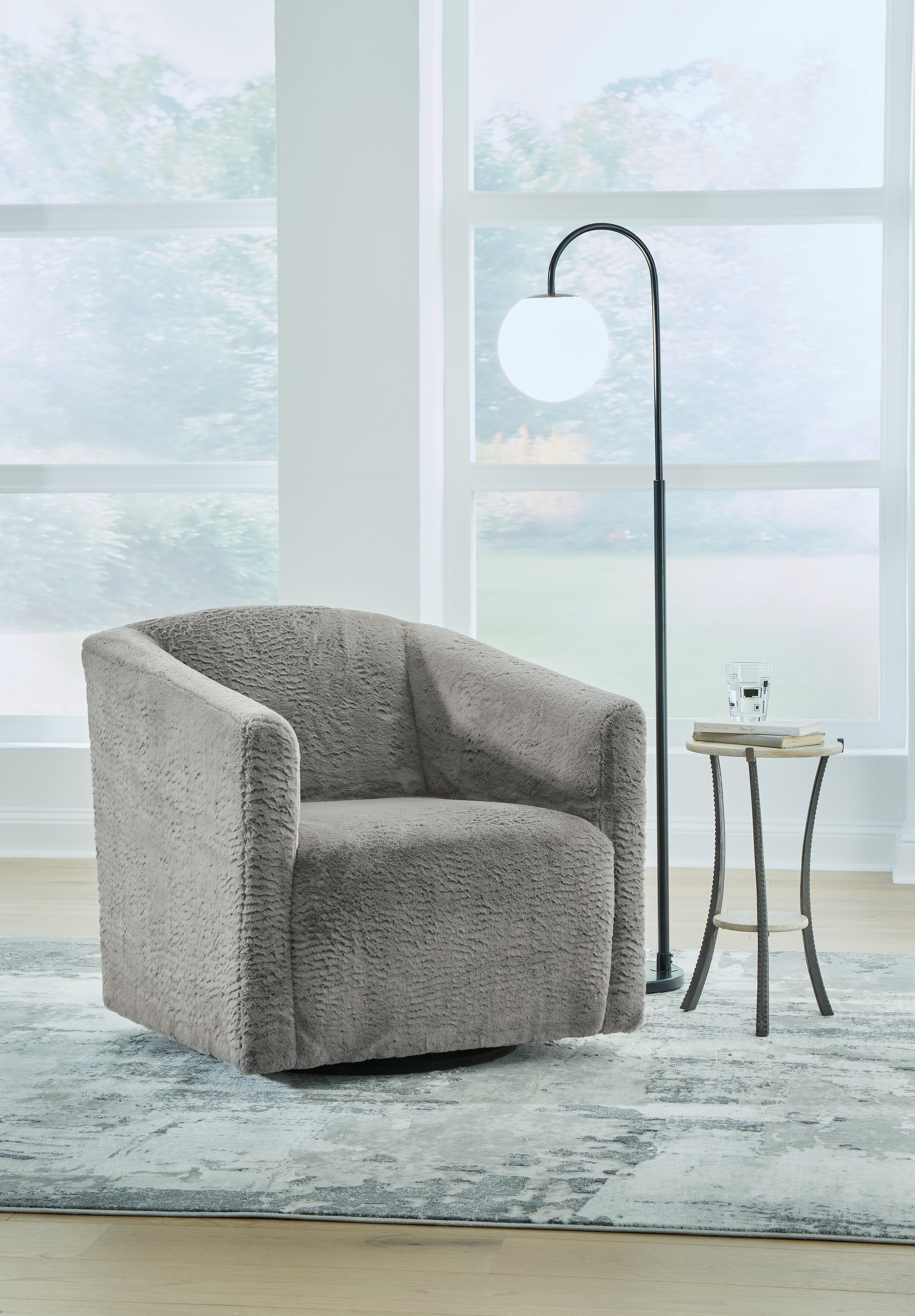 Bay Furniture Gallery - Ashley Furniture - Bramner Accent Chair - Swivel Accent Chair / Charcoal - A3000330