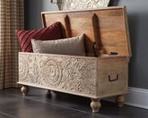 Bay Furniture Gallery - Ashley Furniture - Fossil Ridge Storage Bench - Storage Bench / Beige / 44"W x 17"D x 17"H - A4000039
