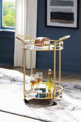 Bay Furniture Gallery - Ashley Furniture - Wynora Bar Cart - Bar Cart / Gold - A4000099