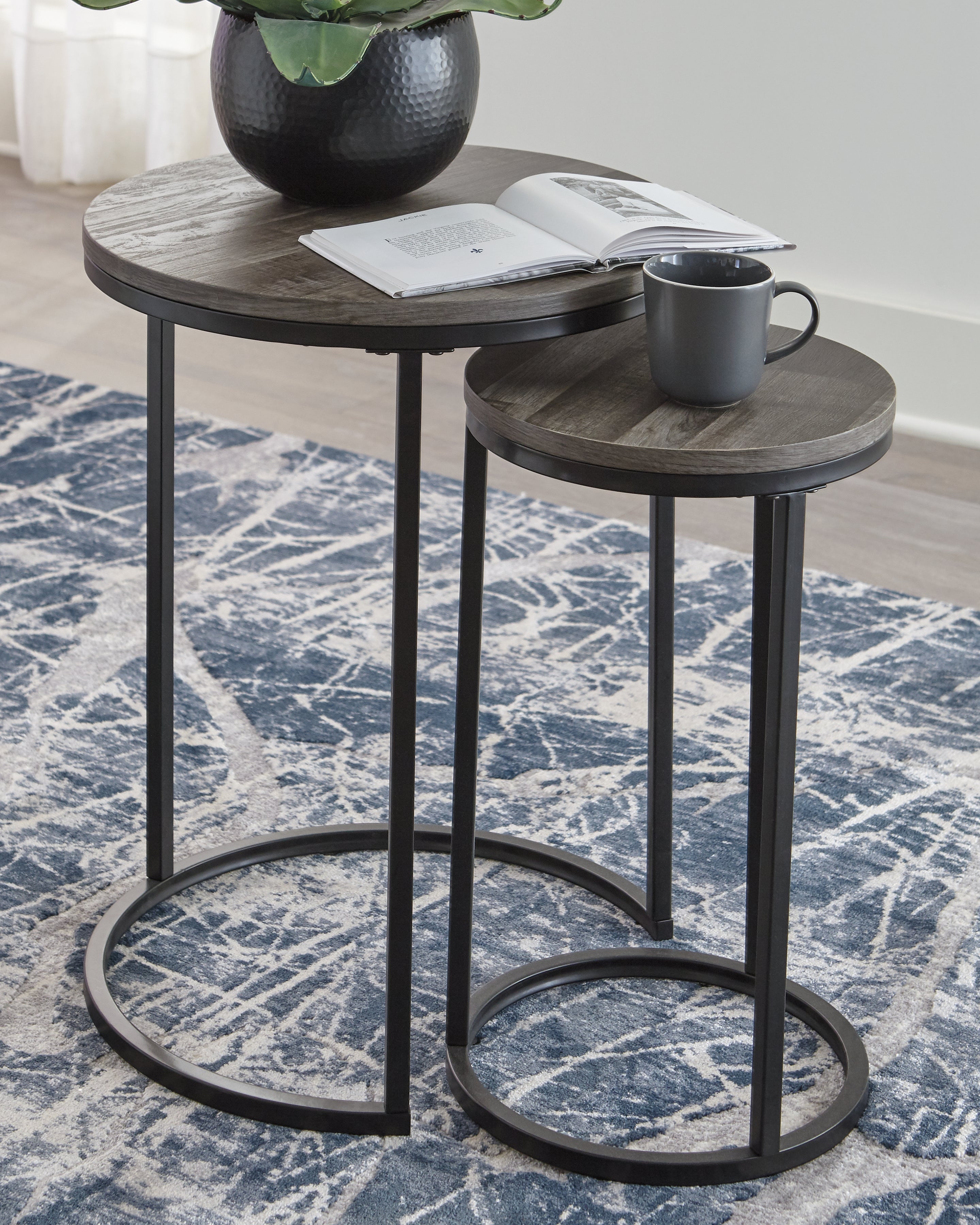 Bay Furniture Gallery - Ashley Furniture - Briarsboro Accent Table (Set of 2) - Accent Table Set (Set of 2) / Black/Gray - A4000231