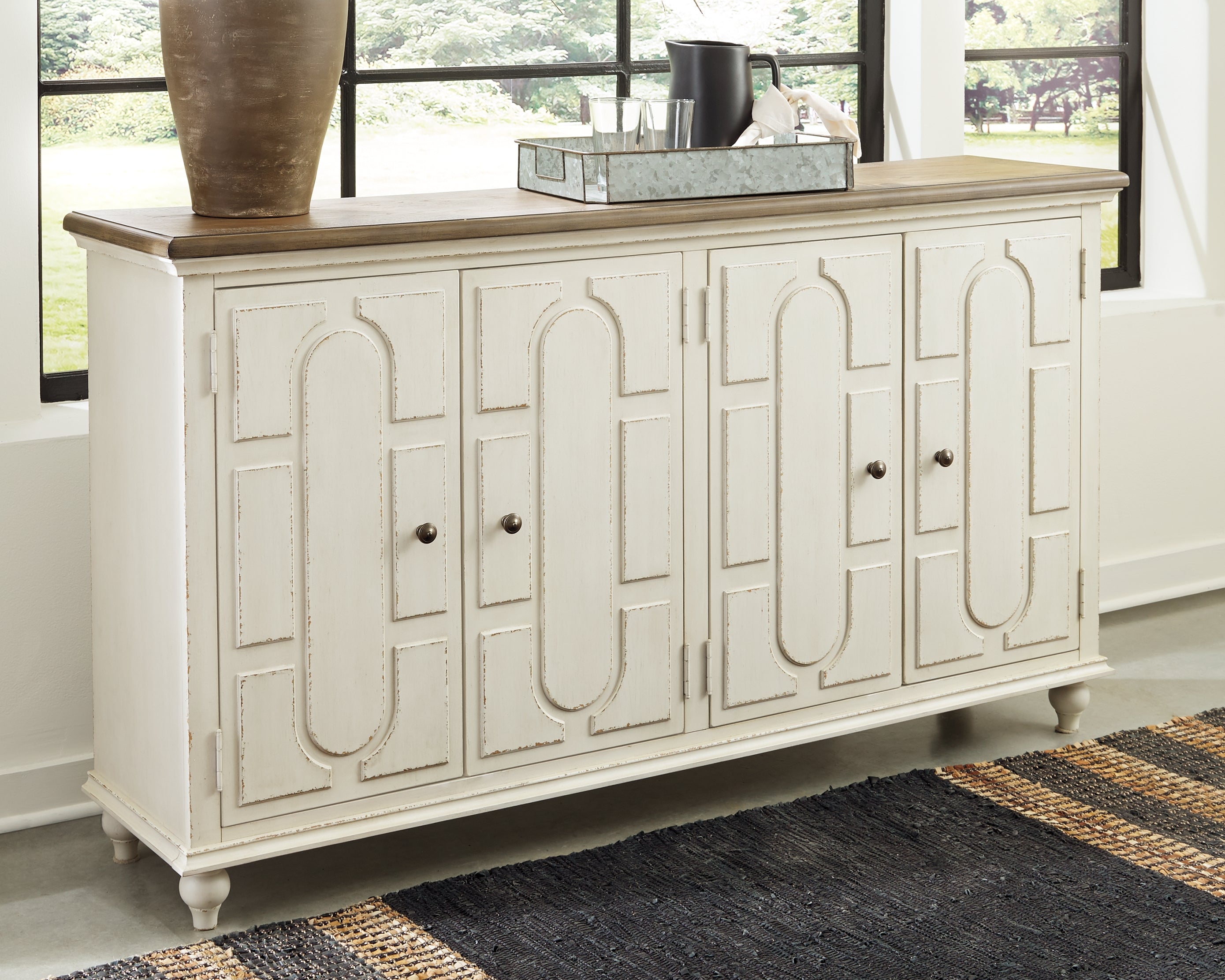 Bay Furniture Gallery - Ashley Furniture - Roranville Accent Cabinet - Accent Cabinet / Antique White - A4000268