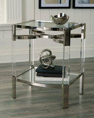 Bay Furniture Gallery - Ashley Furniture - Chaseton Accent Table - Accent Table / Clear/Silver Finish - A4000334