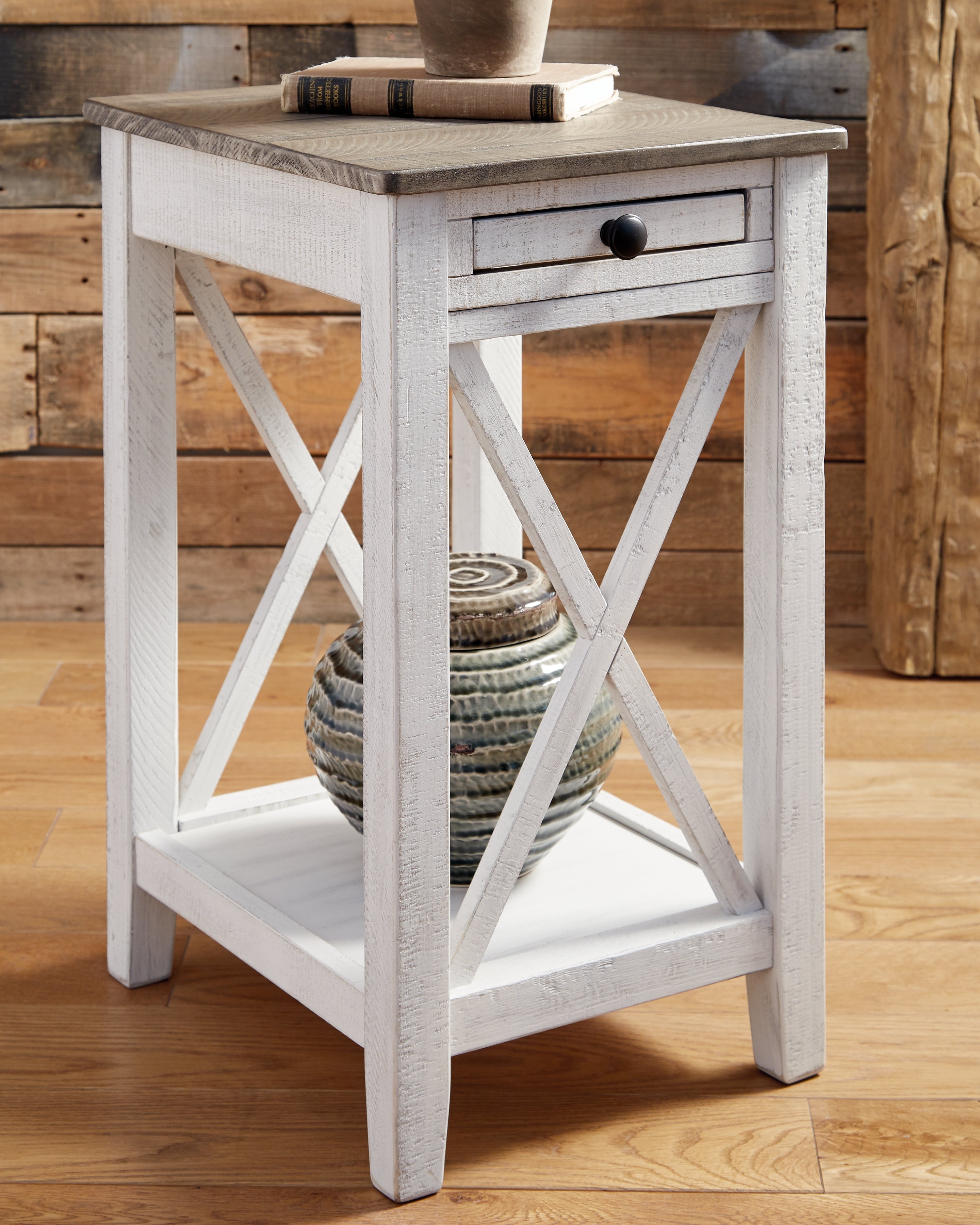 Bay Furniture Gallery - Ashley Furniture - Adalane Accent Table - Accent Table / White/Gray - A4000374