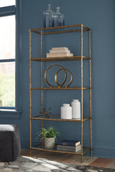 Bay Furniture Gallery - Ashley Furniture - Ryandale Bookcase - Bookcase / Antique Brass Finish - A4000441