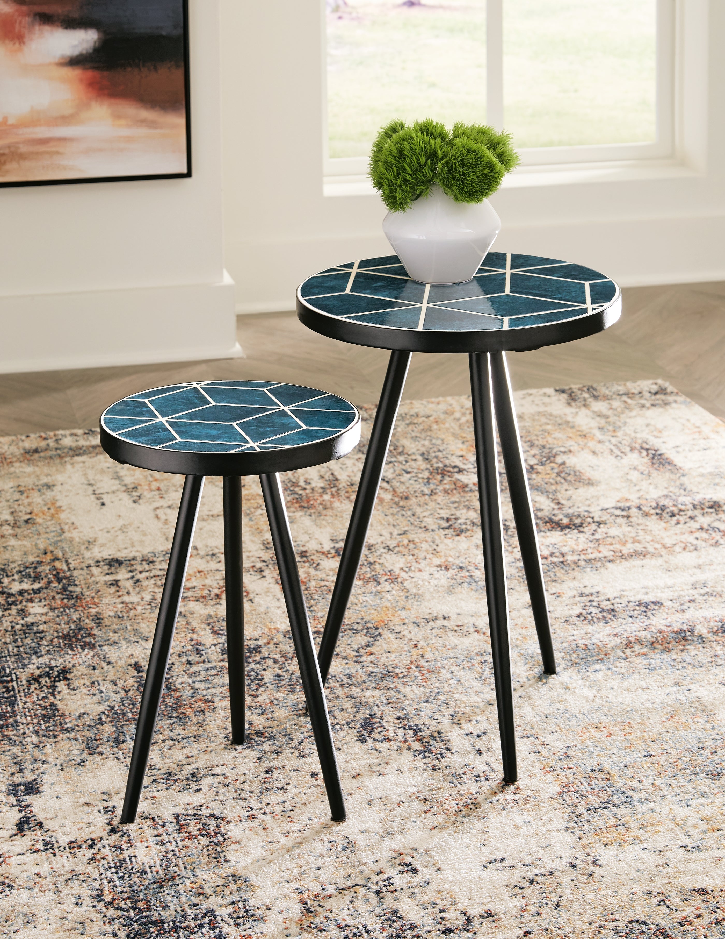 Bay Furniture Gallery - Ashley Furniture - Clairbelle Accent Table (Set of 2) - Accent Table (Set of 2) / Teal - A4000523