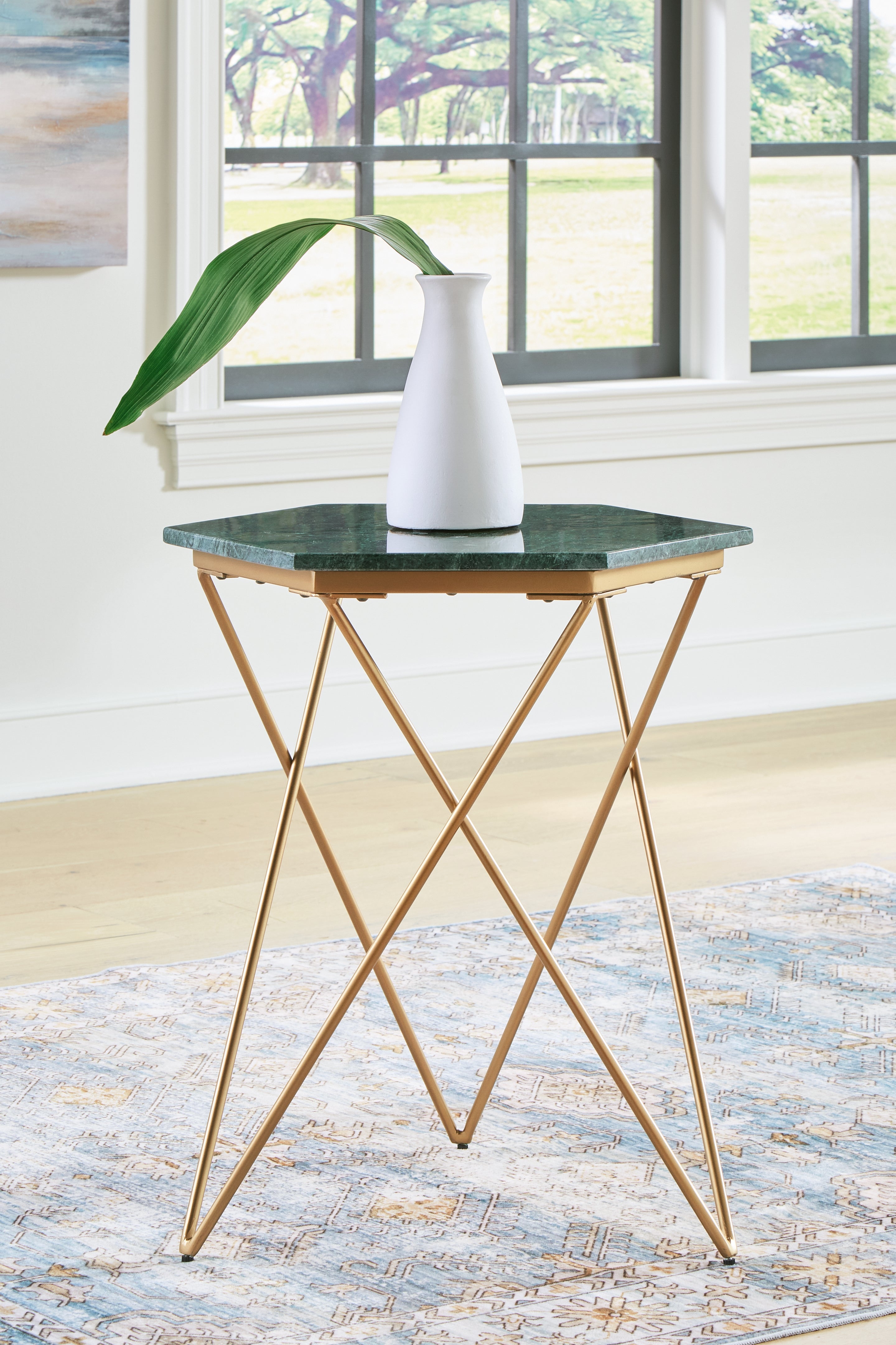 Bay Furniture Gallery - Ashley Furniture - Engelton Accent Table - Accent Table / Green/Gold - A4000526