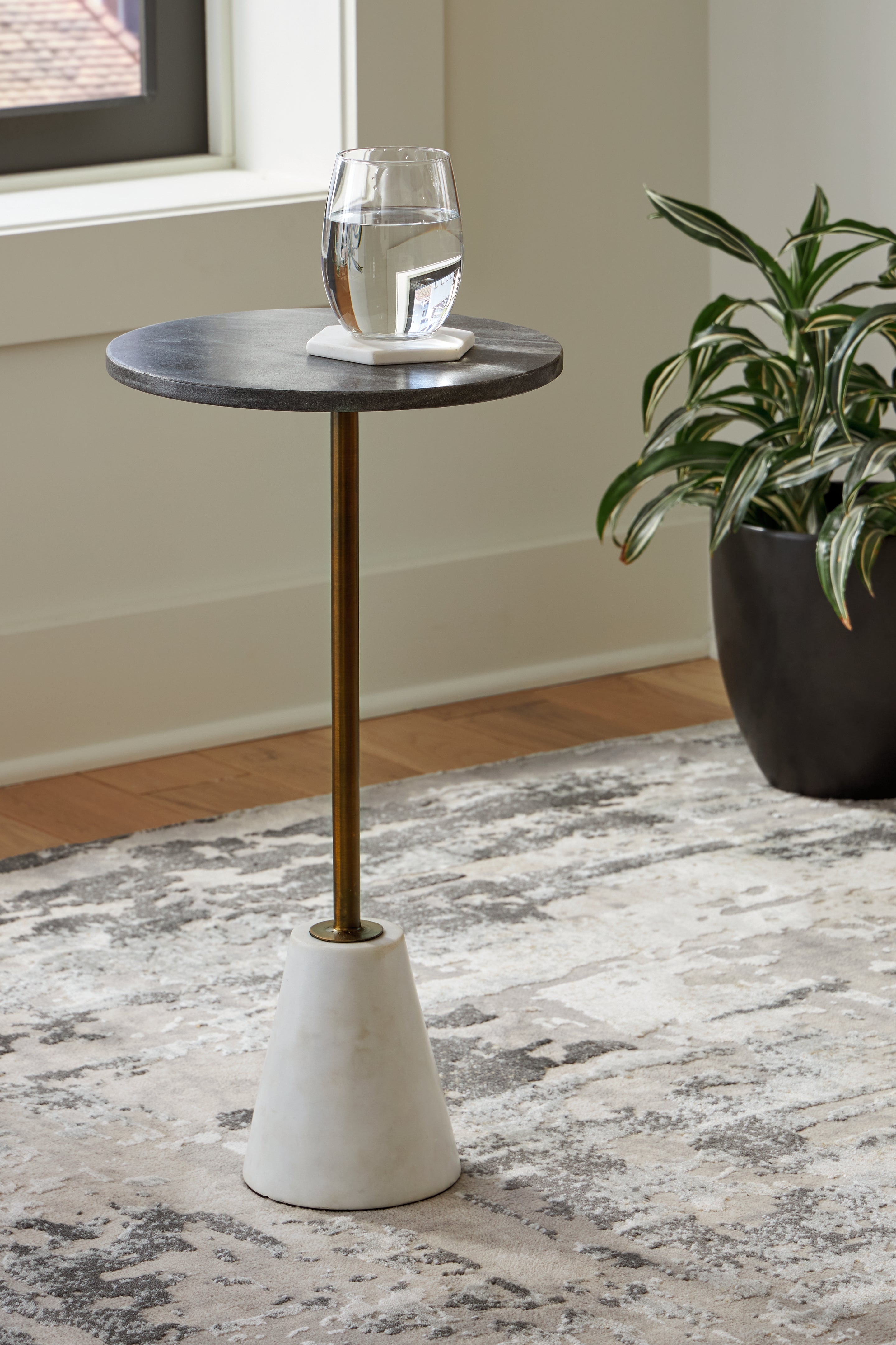 Bay Furniture Gallery - Ashley Furniture - Caramont Accent Table - Accent Table / Black/White/Gold Finish - A4000540