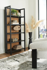 Bay Furniture Gallery - Ashley Furniture - Abyard Bookcase - Bookcase / Black/Natural - A4000574