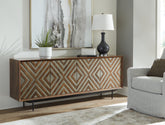 Bay Furniture Gallery - Ashley Furniture - Dreggan Accent Cabinet - Accent Cabinet / Brown/Gold Finish - A4000577
